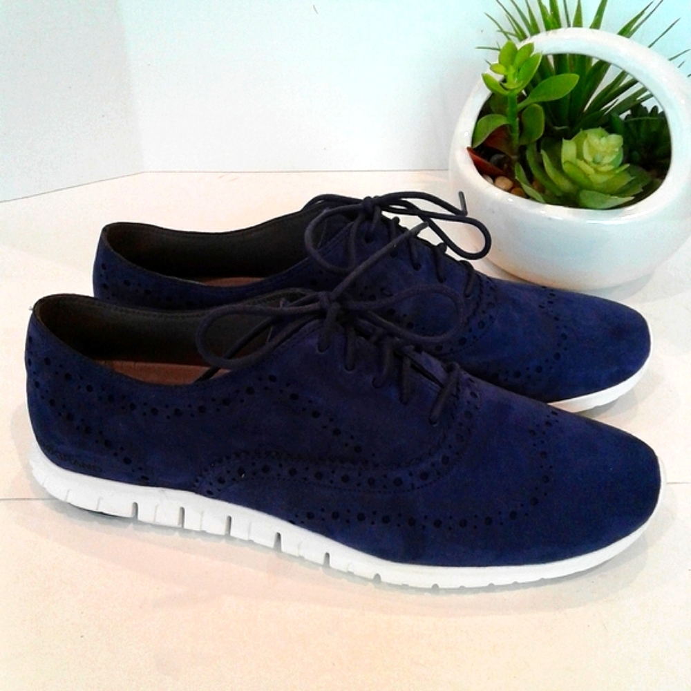 New! Cole Haan grand os blue leather Oxford sneakers shoes